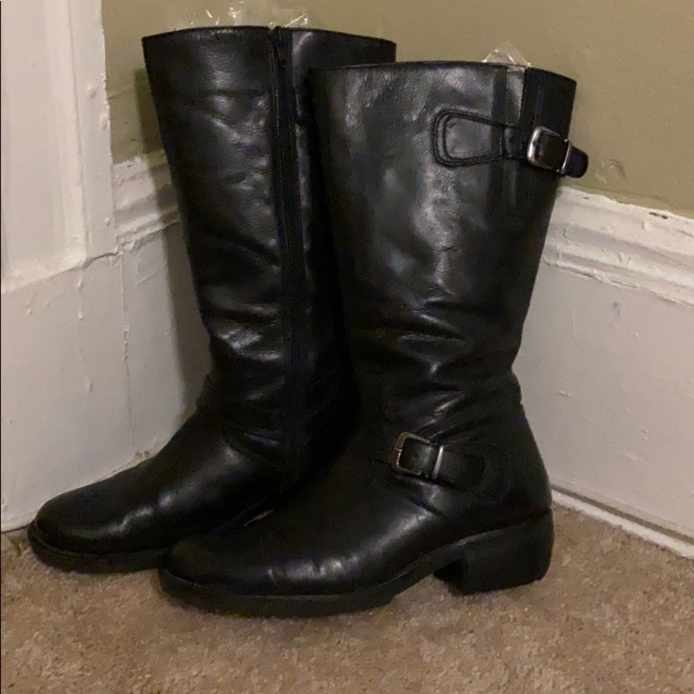 Leather Calf High Adjustable Boots